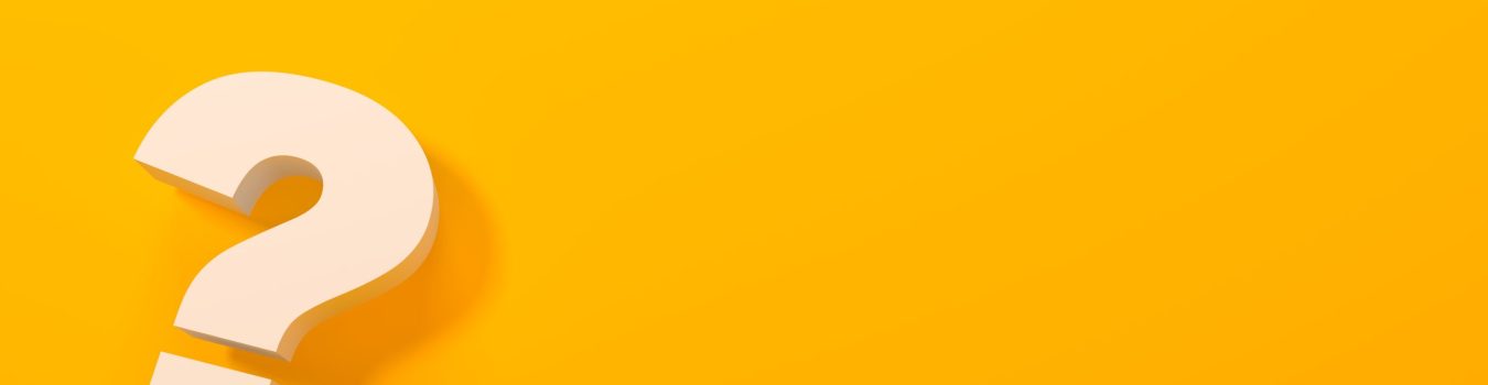 Question mark on yellow background with shadow in pastel colors. Minimalism concept . 3d render illustration